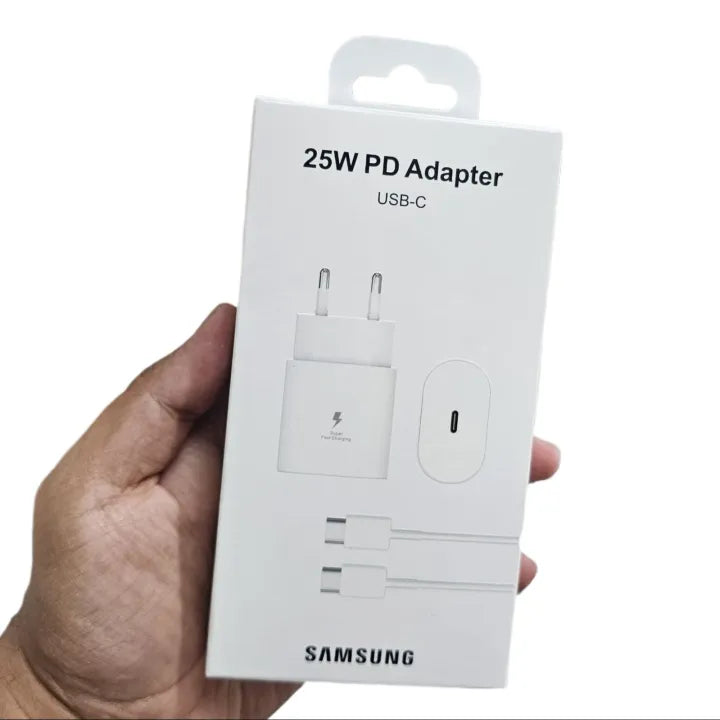For Samsung 25W 3 pin Super Fast Charging PD Power Adapter With Type C to Type C cable