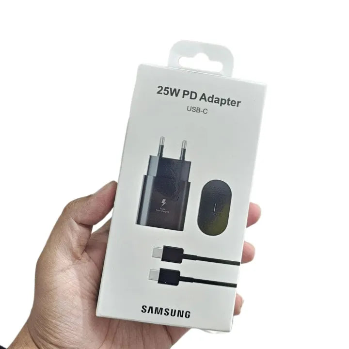 For Samsung 25W 3 pin Super Fast Charging PD Power Adapter With Type C to Type C cable