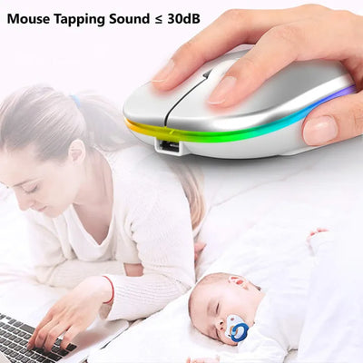 Wireless RGB Gaming Mouse – Dual Mode Bluetooth, Silent Click, Rechargeable