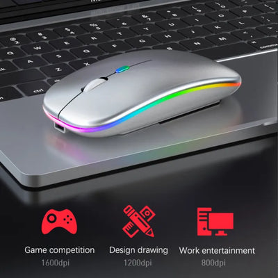 Wireless RGB Gaming Mouse – Dual Mode Bluetooth, Silent Click, Rechargeable